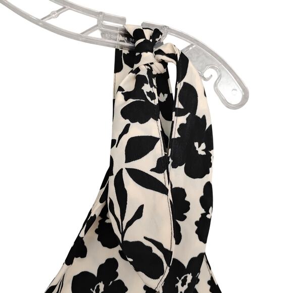 VRG Girl Dress Size 10 Black and beige Floral Print Tie at The Shoulders V Neck - Picture 10 of 12